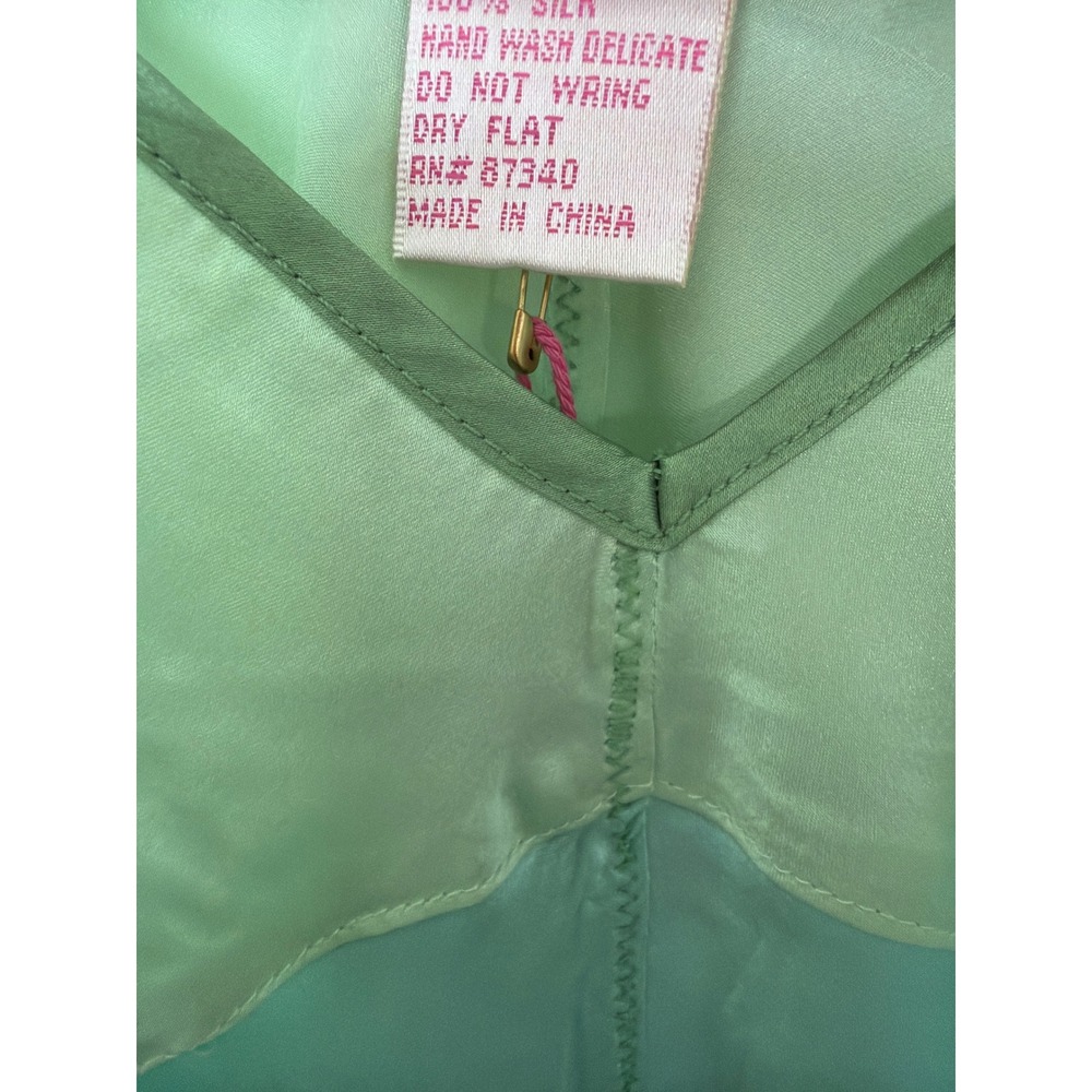 Gold Hawk Silk Lace Cami Tank Lime Sherbet Green Adjustable Strap Size M NWT - Picture 3 of 4